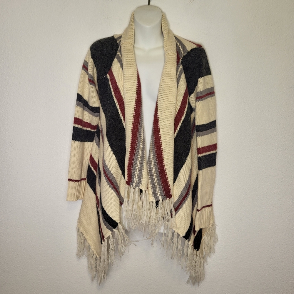 Anthropologie | Bishop + Young Stripe Fringe Cardagin size Medium